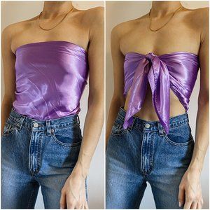 Satin Lavender Purple Silky Scarf Top